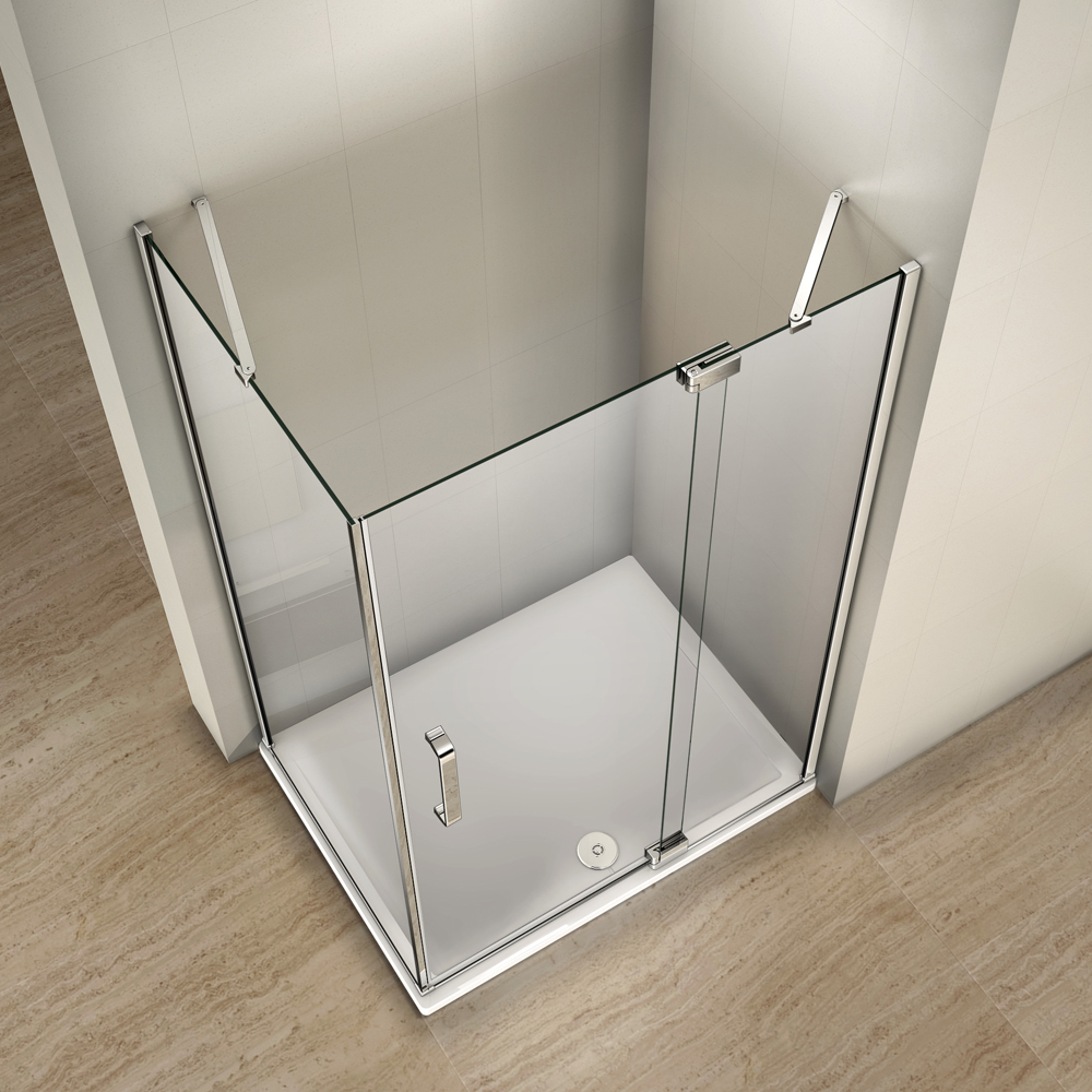 Aica Frameless Pivot Walk in Shower Door Enclosure Tray 8mm Glass