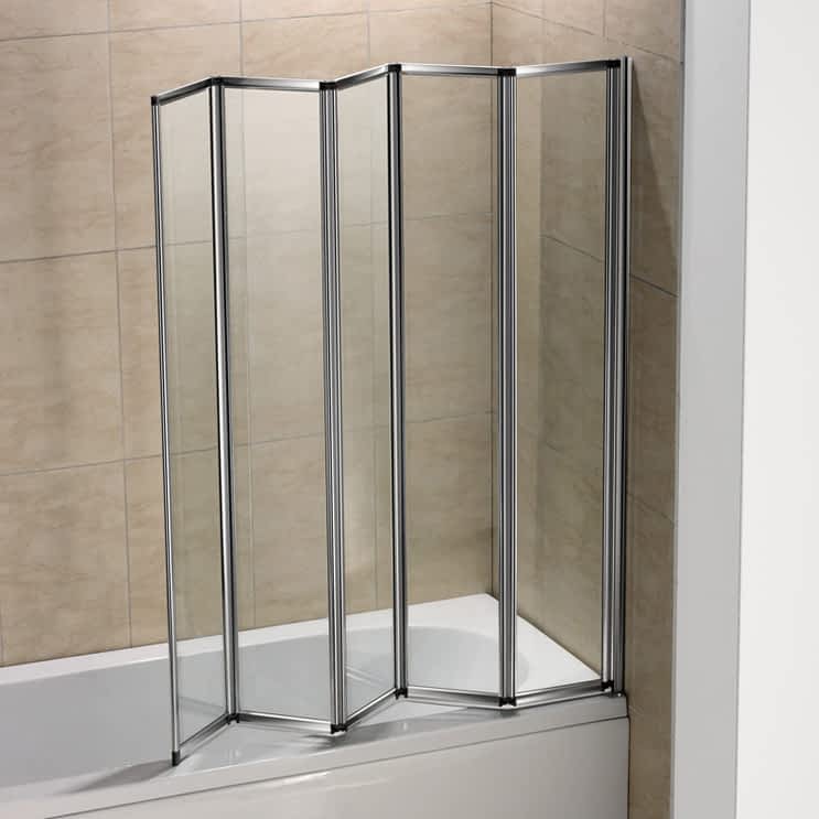 Folding shower screens over bath