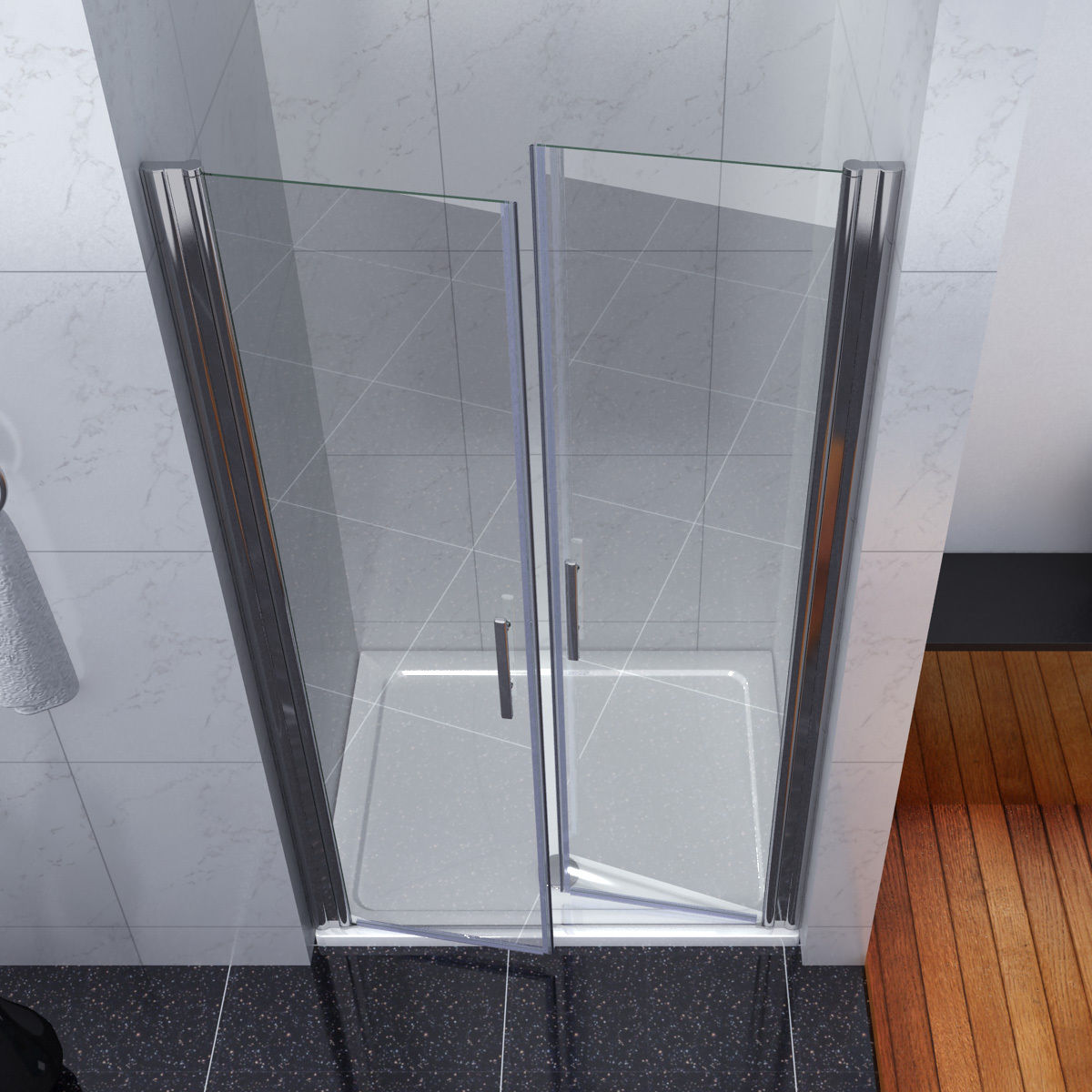Bathroom Double Pivot Shower Door Enclosure 6mm Glass Screen Cubicle