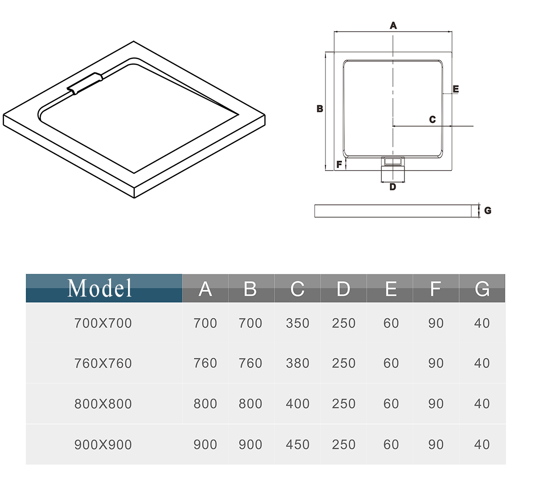 Various Sizes Quadrant/rectangle/Square Lightweight Shower Tray NEXT