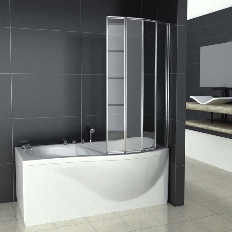 4 Folds and 5 Folds Chrome Folding Bath Shower Screen Over Bath