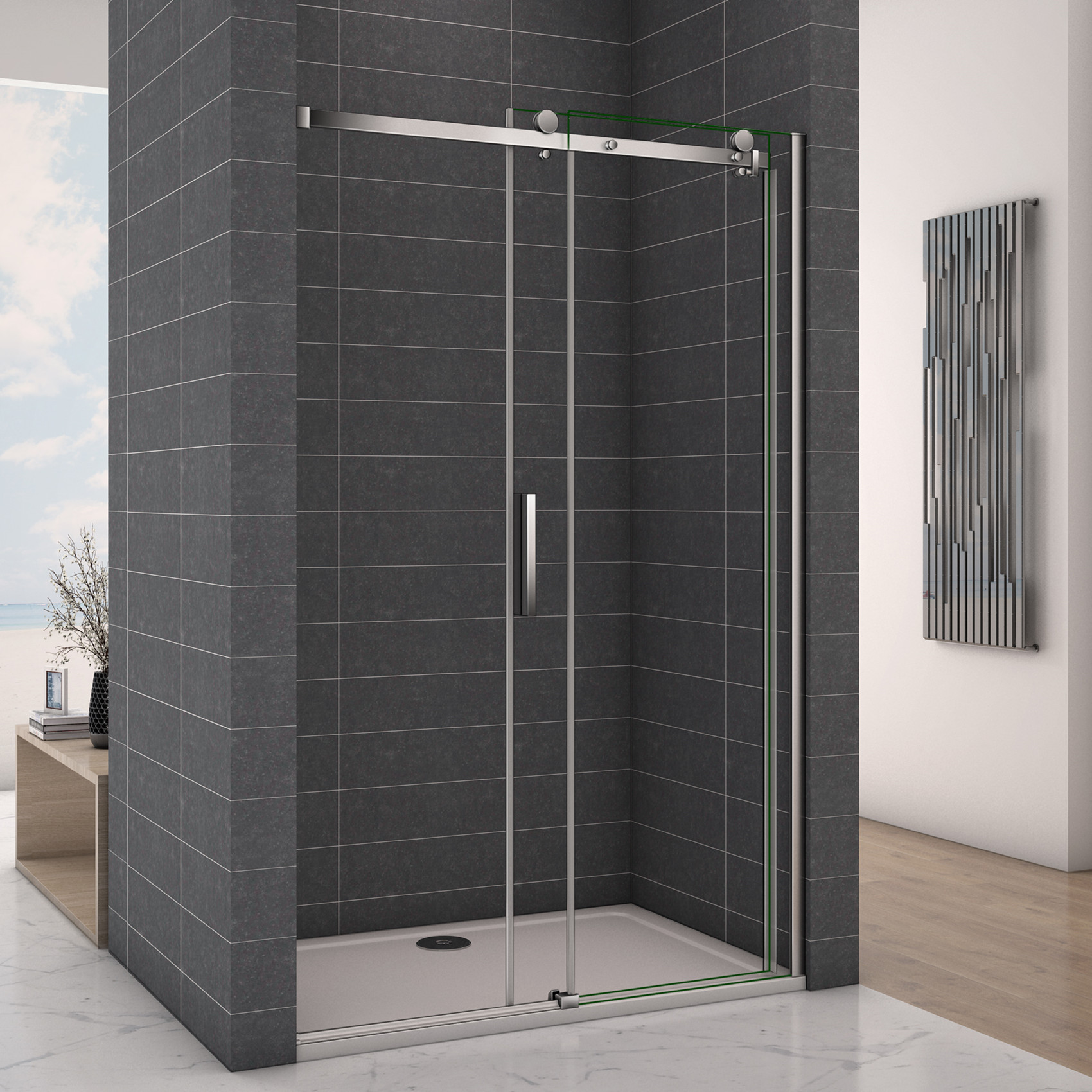 Glasschiebetür Für Badewanne/Dusche, 147x152 Cm, 8mm Sicherheitsglas, Gebürstetes Gold