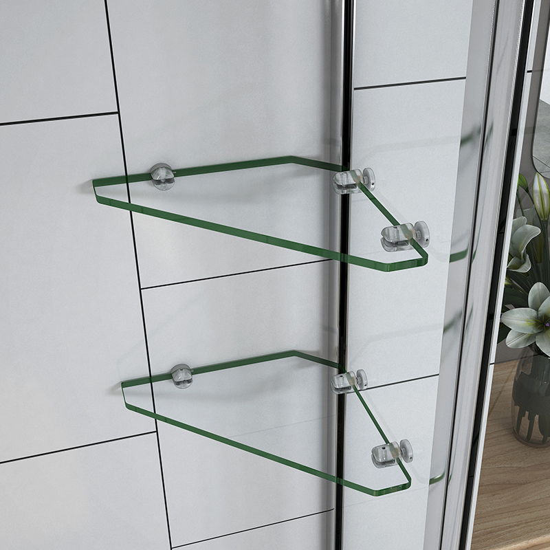 1000x1400mm Chrome 240°Pivot Bath Shower Screen With Glass Shelves