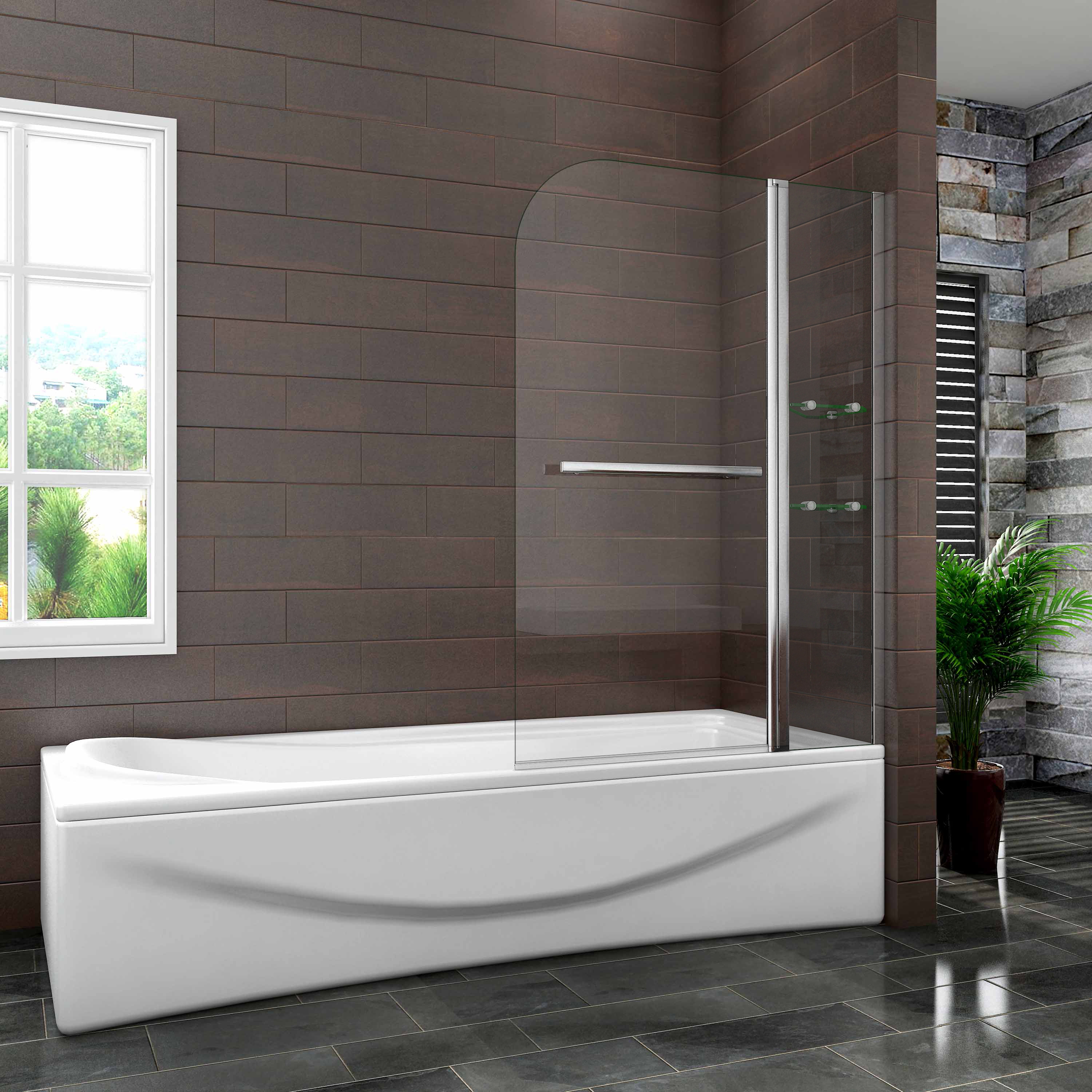 1200x1400mm Chrome 180 Pivot Bath, Bathtub Size Shower Panel