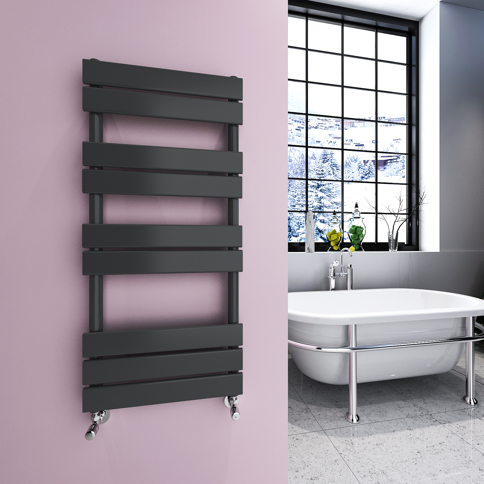 Anthracite Designer Flat Panel Heated Towel Rails Bathroom Ladder Radiator Rads eBay