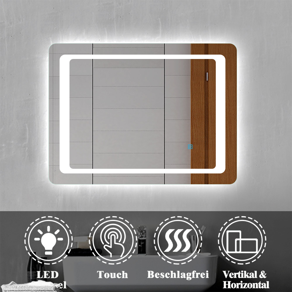 LED Lichtspiegel 80x60 Badezimmerspiegel mit Beleuchtung Badspiegel