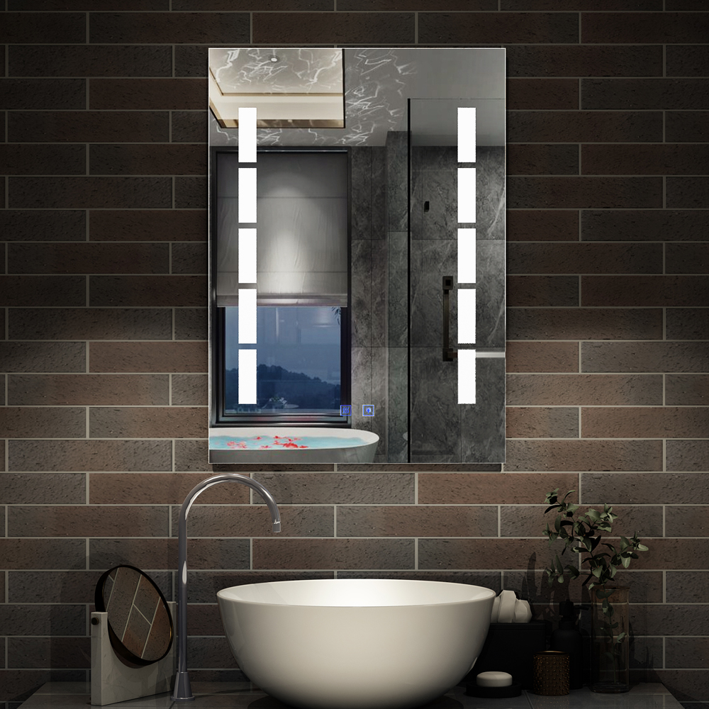 Wandspiegel mit Beleuchtung Doppelter Touch Badspiegel Beschlagfrei LED