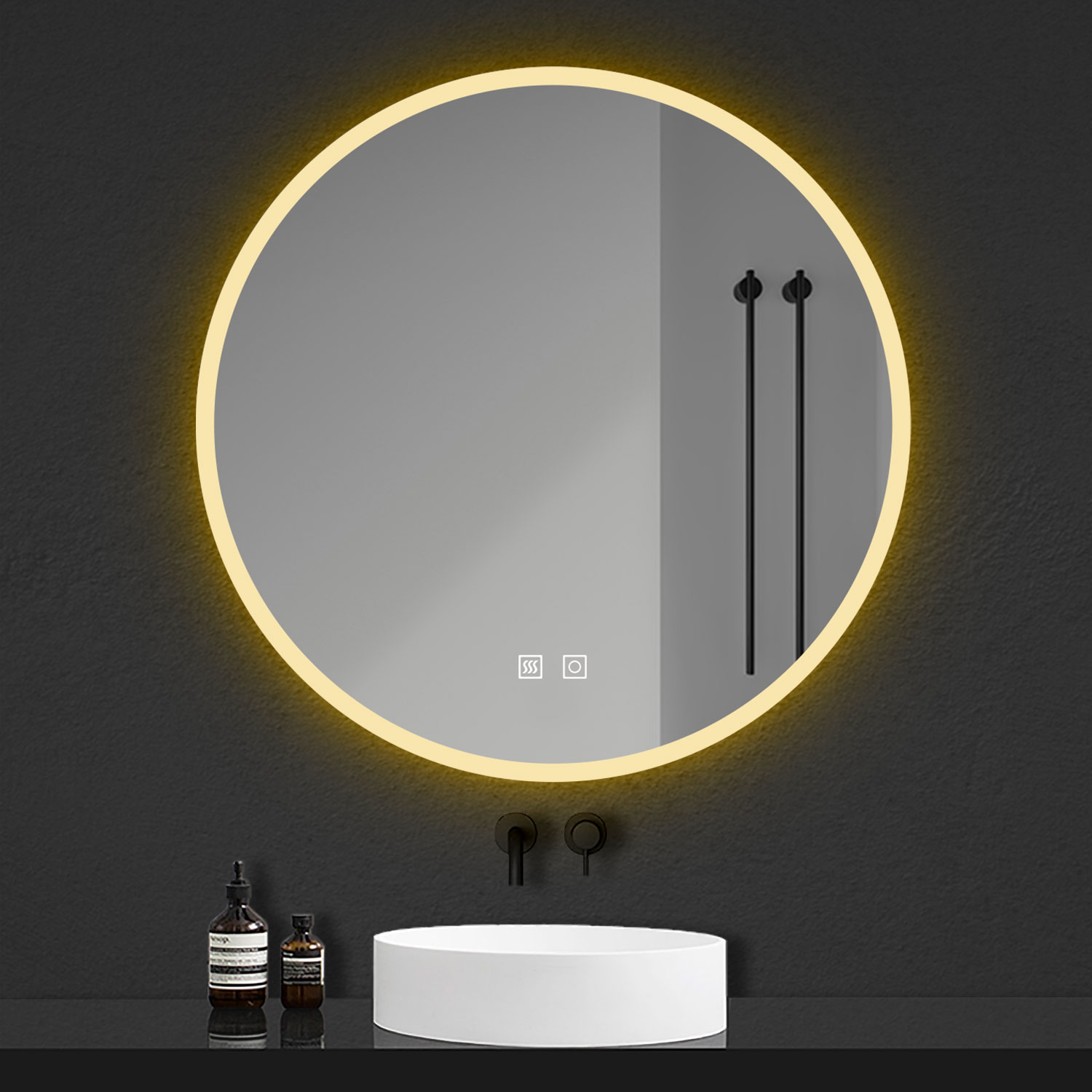 Bathroom Round Led Mirror Sensitive Smart Single Touch Demister Pad