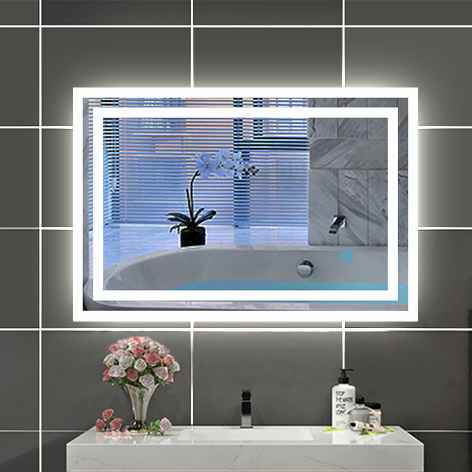 Badspiegel mit LED Beleuchtung Wandspiegel Touch Beschlagfrei Kaltweiß