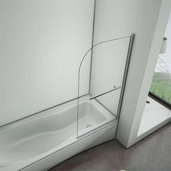 800x1400mm Chrome 180 Pivot Shower Bath 6mm Tempered Glass Screen+Towel