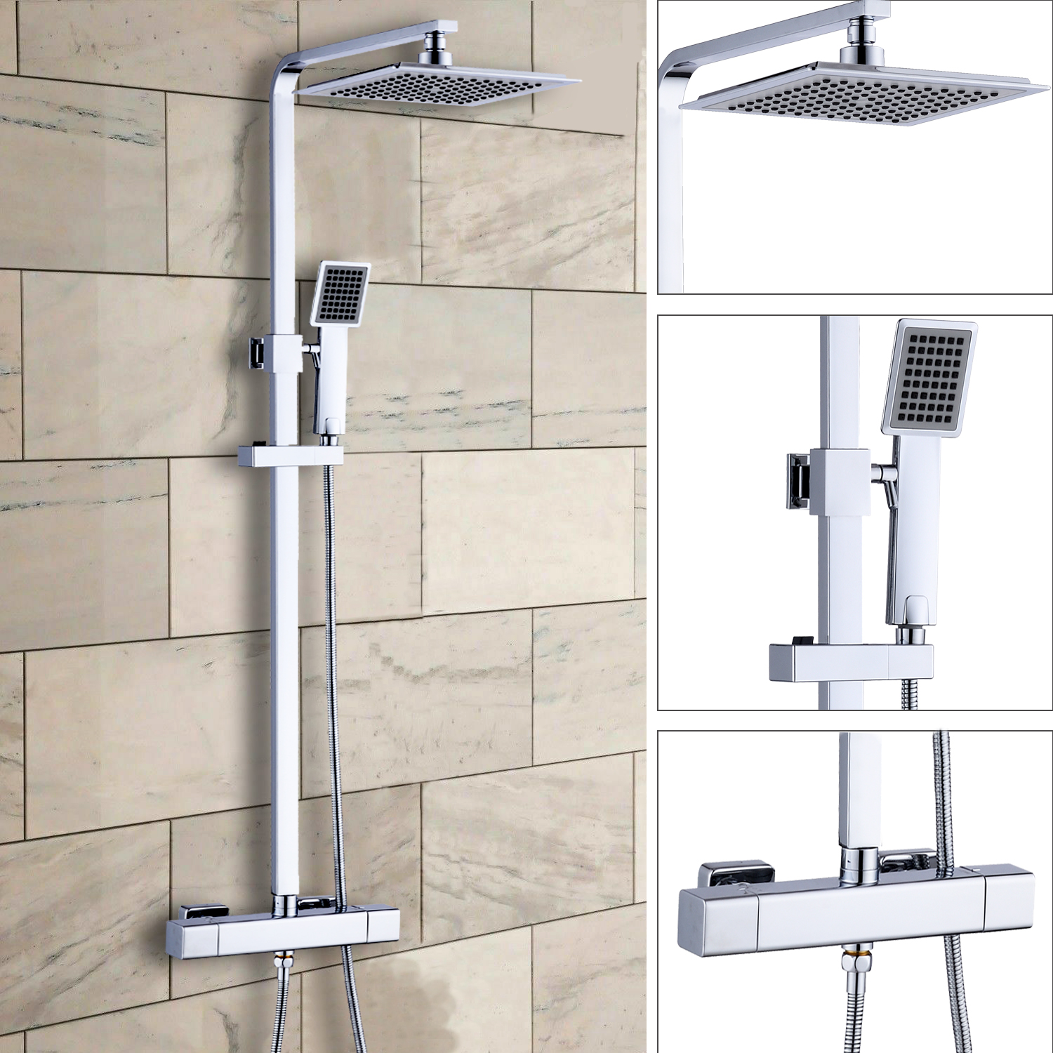 Duschsystem mit Thermostat Regendusche Duscharmatur Duschsäule Dusche