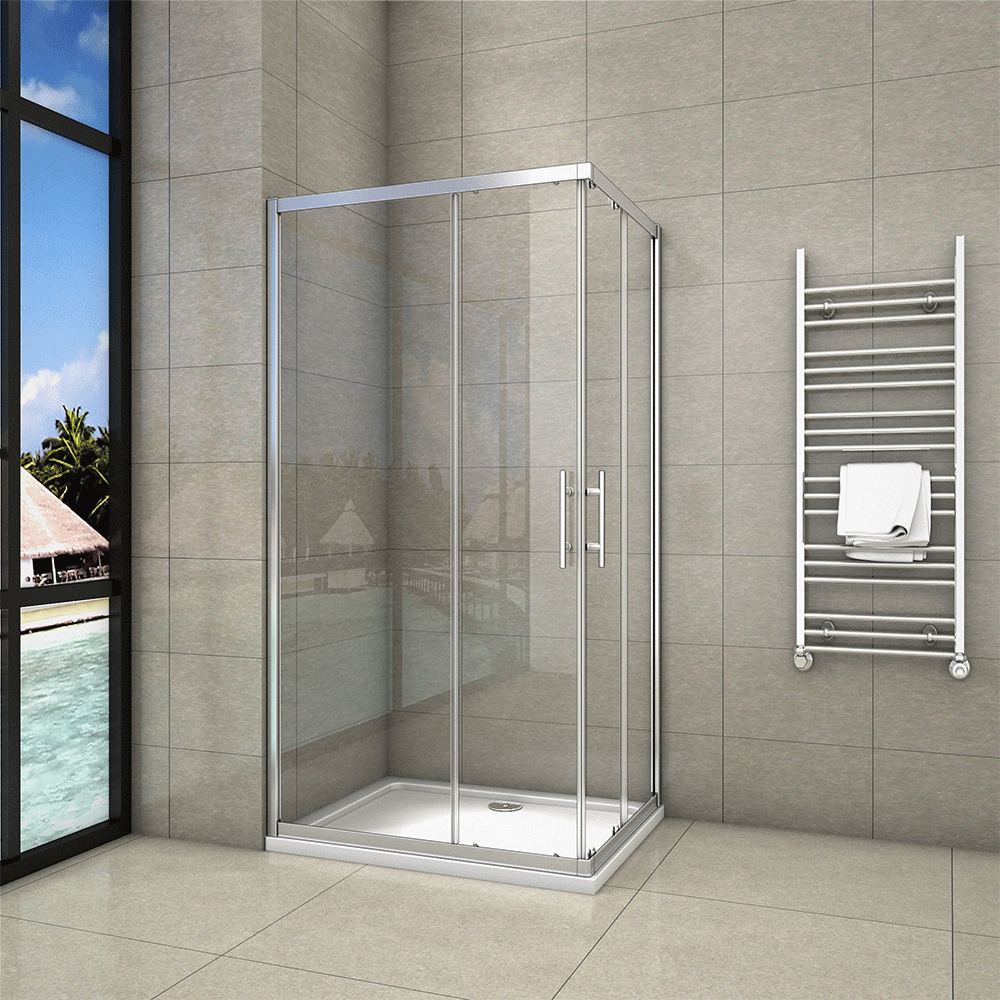 Shower Enclosure Corner Entry Sliding Walk In Glass Cubicle Screen Door Cubicle