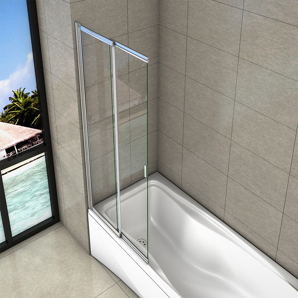 Shower Bath Screen Framed Door Double Sliding Pivot Clear Glass Panel