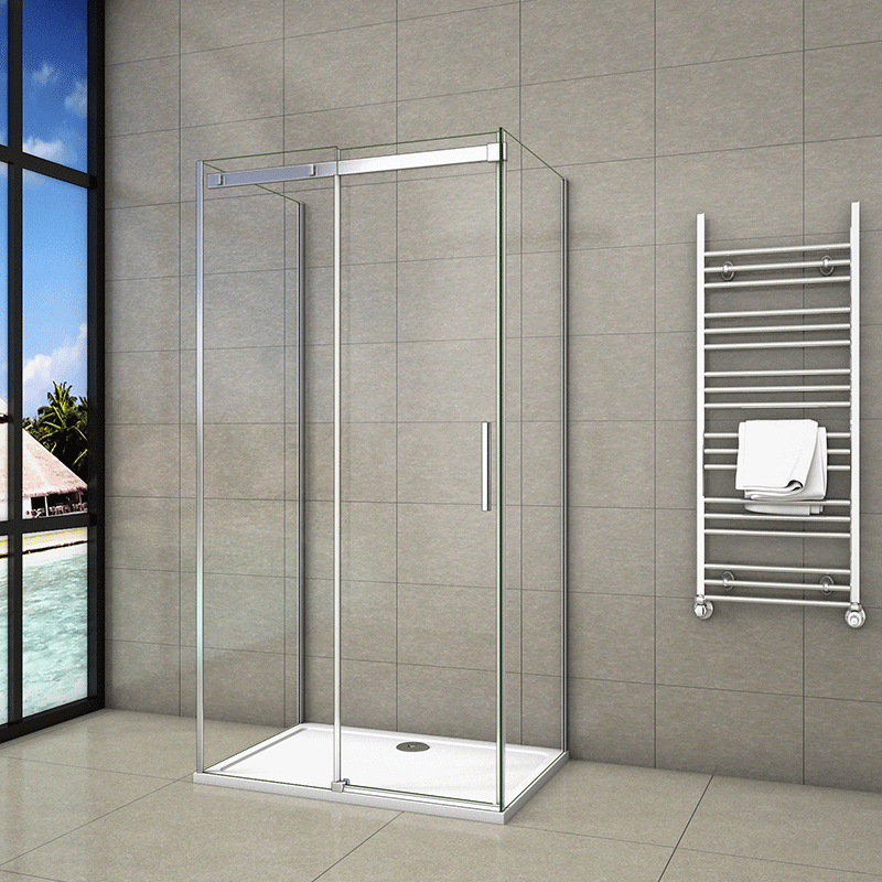 Frameless Sliding Door Shower Enclosure Walk In double panel Glass Cubicle 1950 eBay