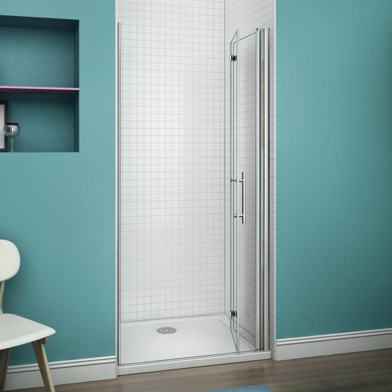 Aica 900 Frameless Bi Fold Hinge Shower Door Enclosure Walk in 6mm