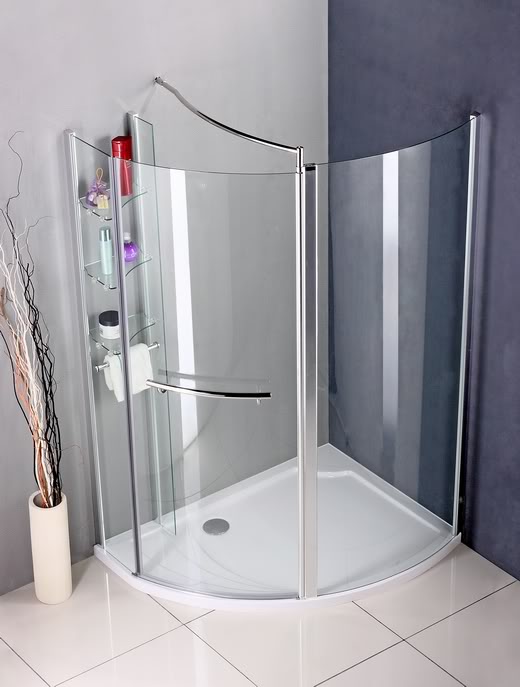 Glass shelves for shower enclosures