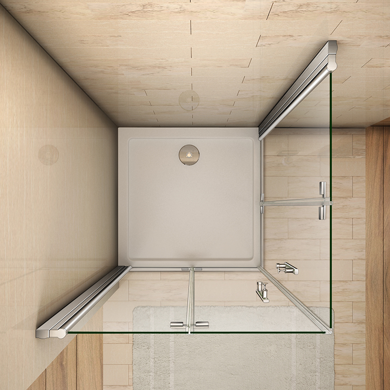 Aica Frameless Double Bi Fold Shower Door Enclosure Tray 700/760/800