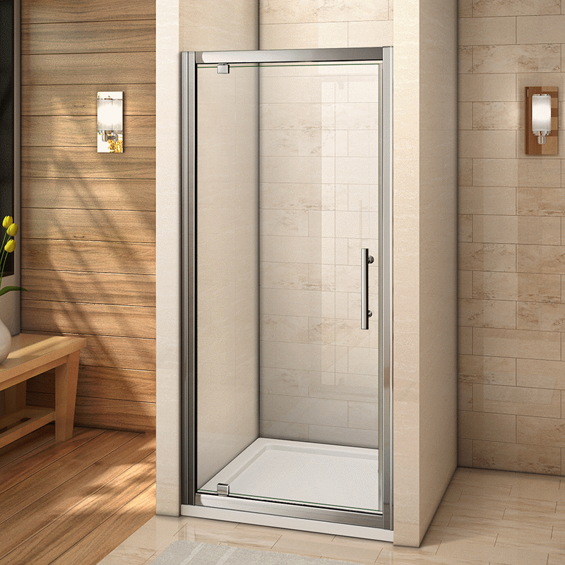 New Pivot Shower Door Enclosure and Tray Frameless Walk in Glass Screen