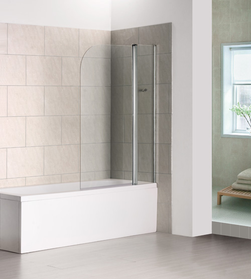 New 2 Fold 180?Hinge Bath Shower Screen Safety Tempered Glass 1000 X