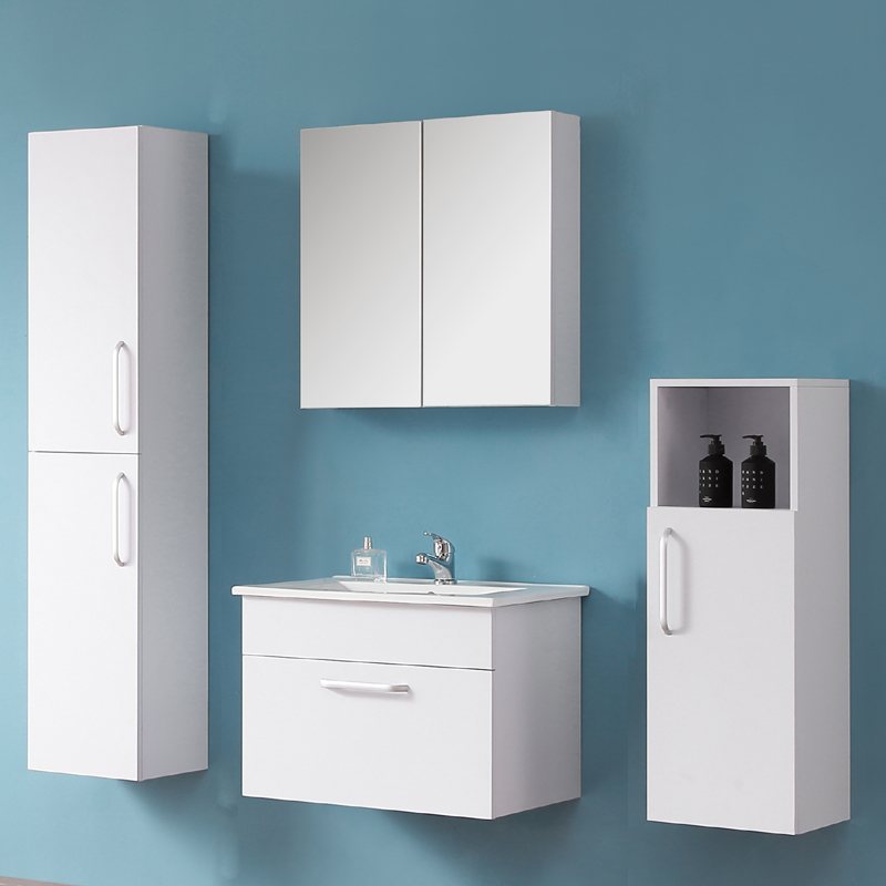 Badmöbel Set 60cm Spiegel Waschbecken mit Unterschrank Midischrank