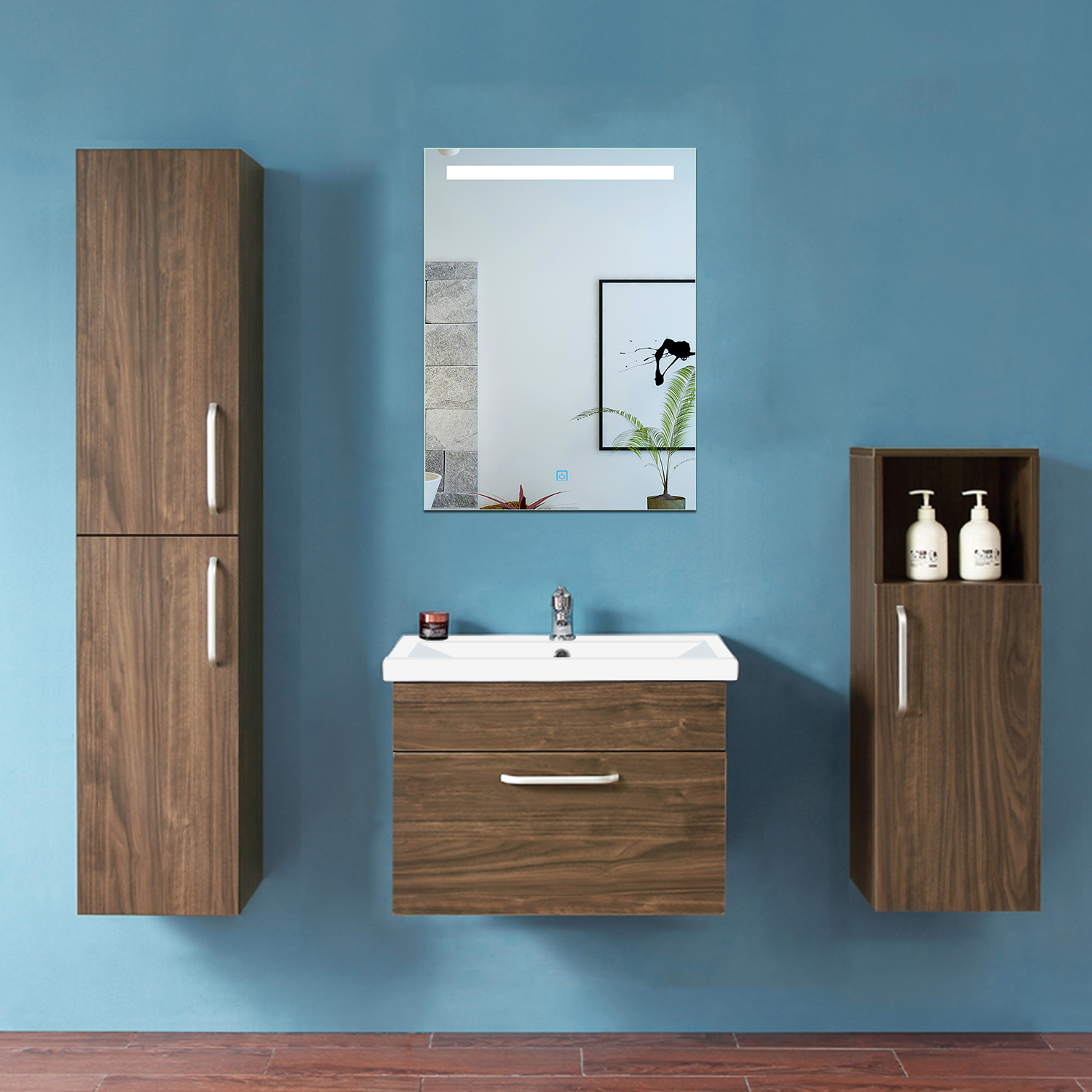 Waschtisch mit Unterschrank 60 cm Badmöbel Set Waschbecken Hängeschrank