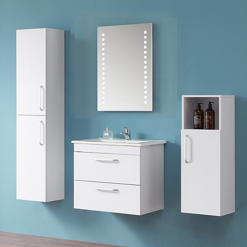 Badmöbel Set Waschtisch Unterschrank Hochschrank Midischrank Weiß