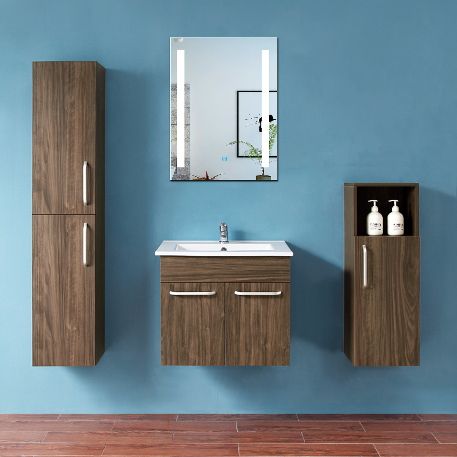 Waschtisch 60 Cm Breit Mit Unterschrank Und Spiegelschrank Waschtisch mit Unterschrank 60cm breit Badmöbel Set LED Spiegel