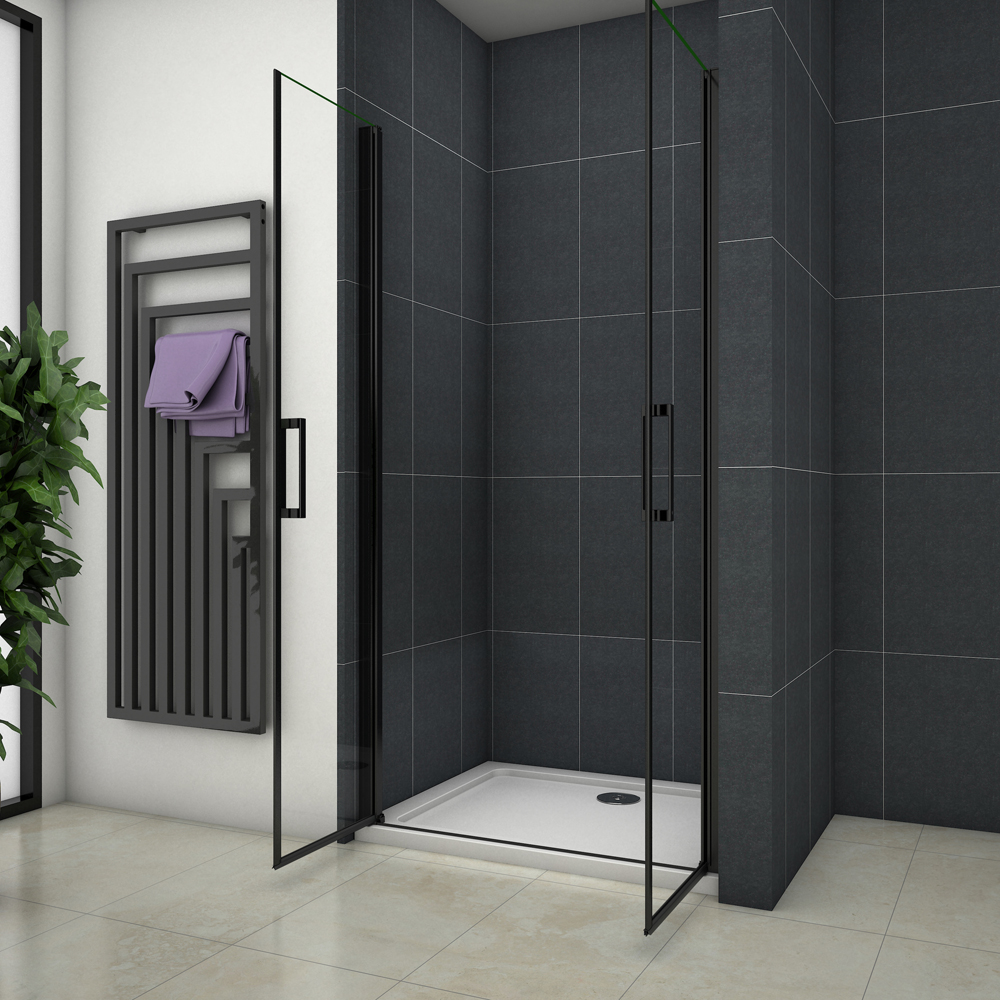 nischentür dusche schwarz